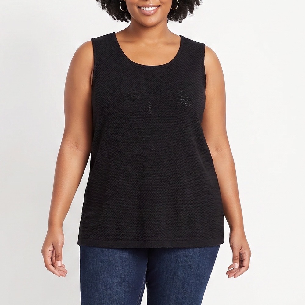 Croft & Barrow Tank Top Women 2X Black Sleeveless Scoop Neck Excellent